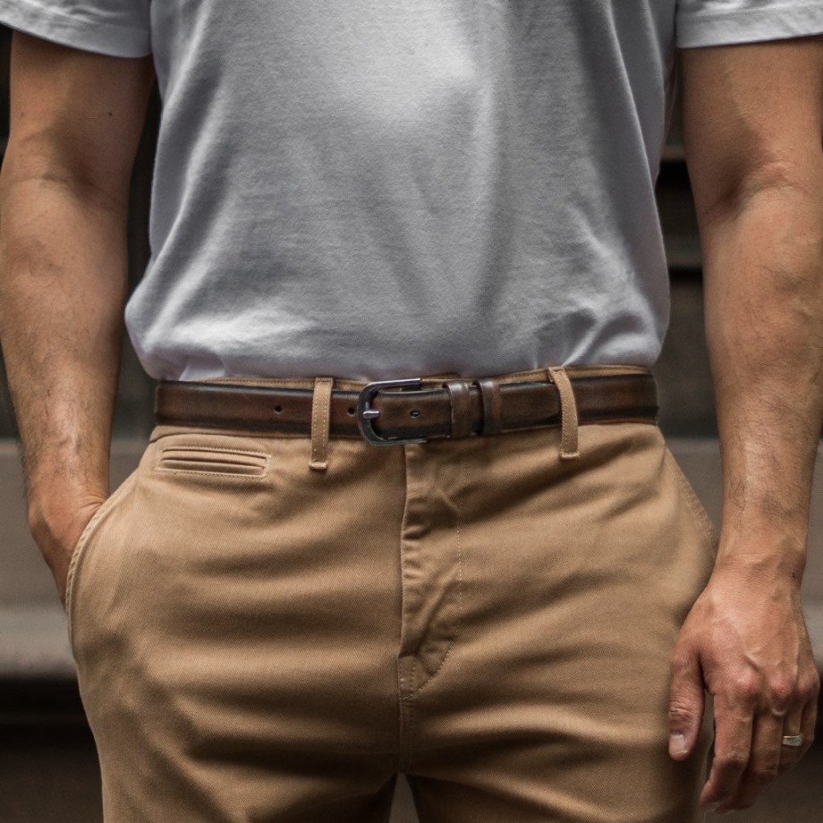 Miércoles De Cinturón De Cuero Refinado Para Hombre Café Negro