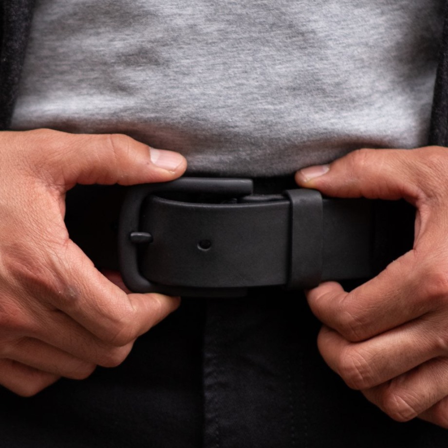 Cinturón De Cuero Negro Mate Para Hombre Sunday