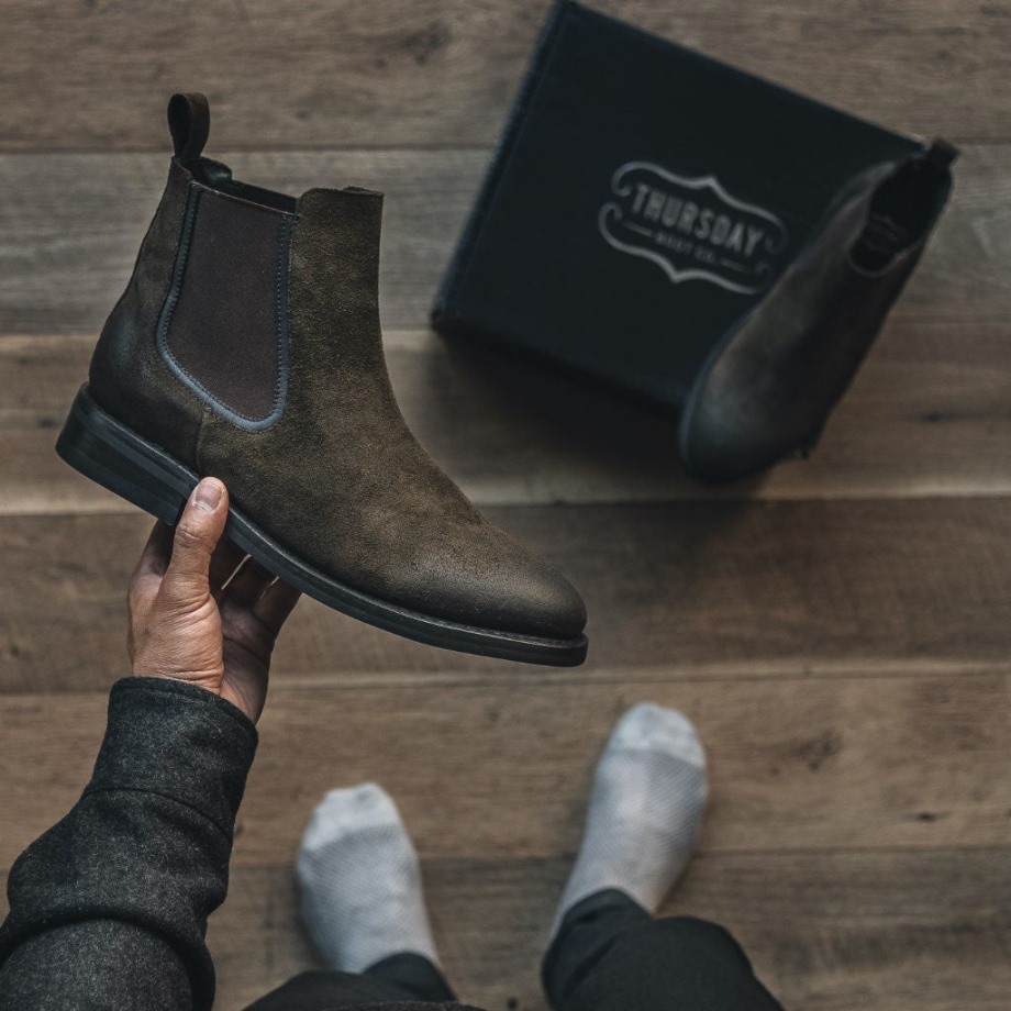 Lunes De Duque De Gamuza Verde Oliva Oscuro