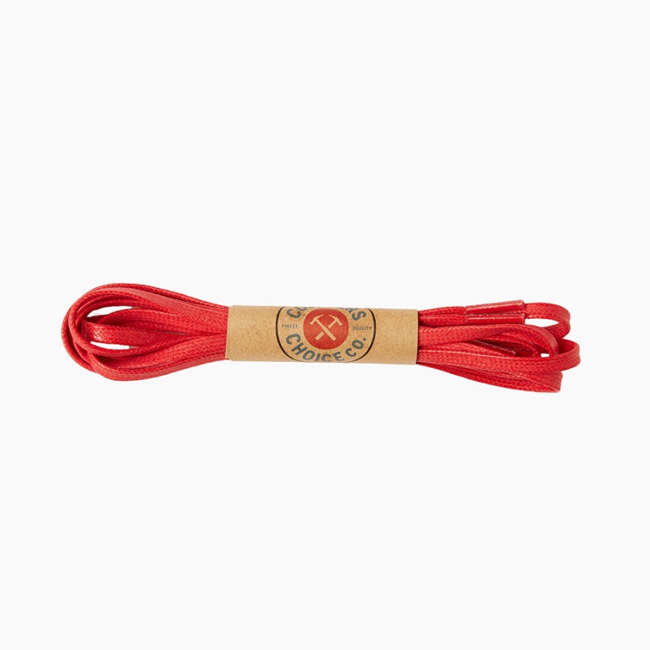 Cordones Planos De Algodon Encerado Rojo Sabado