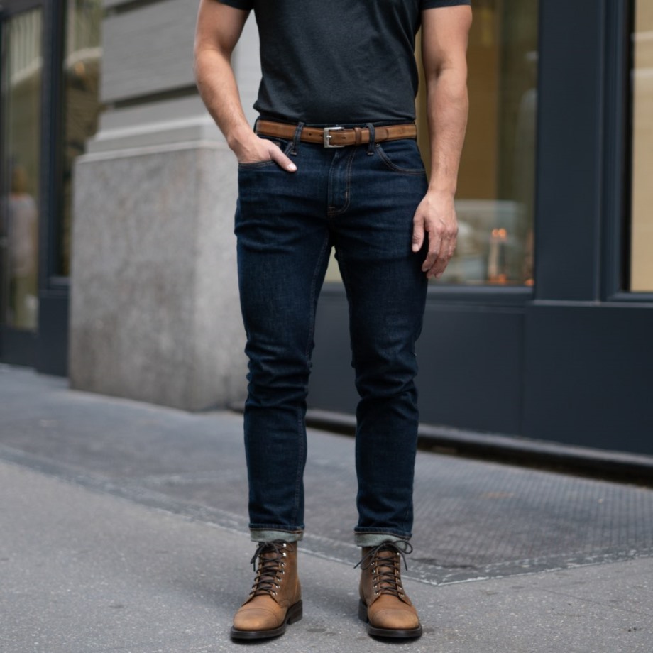 Cinturon De Cuero Clasico Hombre Cobre Quemado Sabado