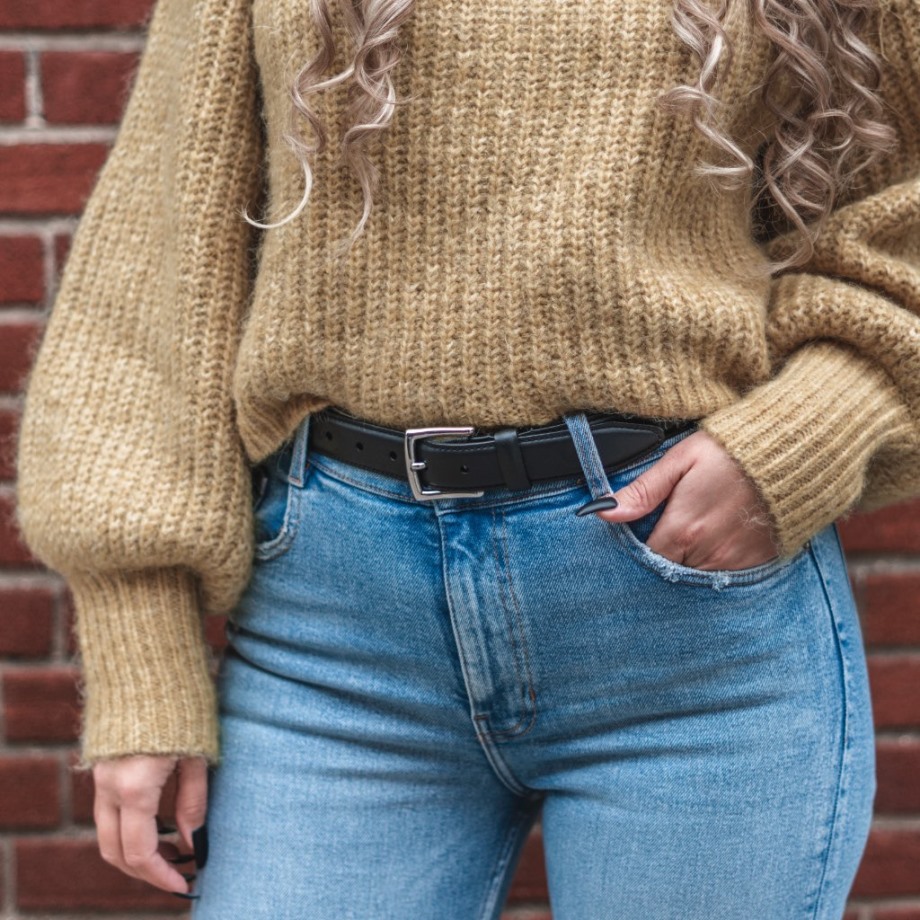 Cinturon Clasico De Piel Mujer Black Monday