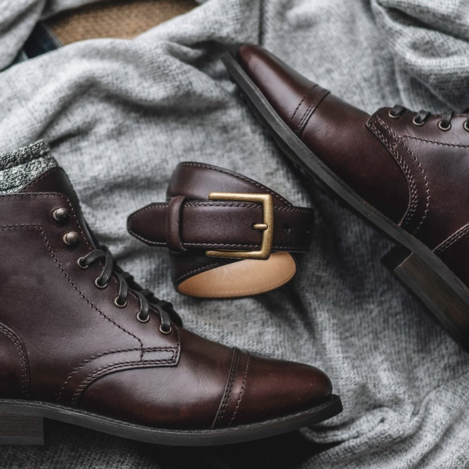 Cinturon Clasico De Mujer En Piel Marron Miercoles